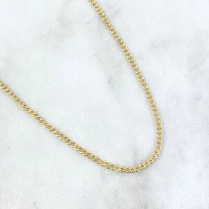 18K Solid Gold Cuban Link Chain Hollow Necklace 2mm - All Sizes
