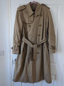 Burberry Men Vintage Beige Cotton Blend House Check Trench Coat UK/IT 48 Small