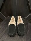 UGG Ansley Moccasin Slipper in Black Suede Women’s Size 7 - NWOB