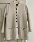 Geiger Cardigan Sweater Jacket 34 Large Boiled Wool Ivory Silver Tone Button