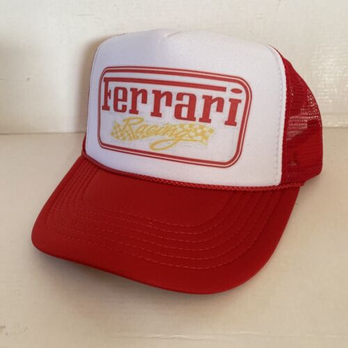 Vintage Ferrari Racing Hat Formula 1 Trucker Hat snapback Summer Red  Cap