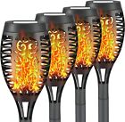 4 Pack LED Solar Flame Torch Lights Flickering Outdoor Garden Yard Pathway Lamps