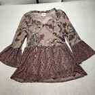 Knox Rose Women’s XS Babydoll Blouse Flared Sleeve Floral Lined Lightweight Top