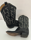 Vintage Tony Lama Lizard Style Western Black Cowboy Boots Size 11