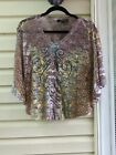 MANDEE Multicolor Lace Poncho-Style Blouse with Studs - Size M