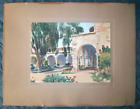 Vintage 1920's Fred Martin Hand Tinted Colored Photograph Capistrano Mission CA