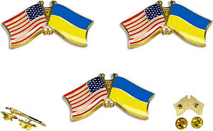 Ukraine Flag US/Ukraine Friendship Lapel Pin w/ Double Butterfly Clutch Pin Back
