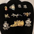 Lot Of 10 Vintage To Now Animal , Insect Themed Brooches Pins Some Marked