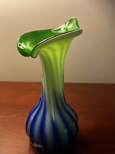 Green Jack in the Pulpit Glass Vase 7 1/2