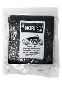 100-500 Half Cut Sheet Yaki Sushi Nori Roasted Seaweed Wrap Laver 130g / 4.58oz