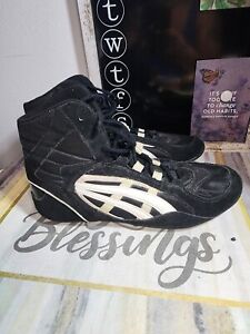 Vintage Asics JL802 Men's Wrestling Shoes Counter Black White Size 10.5