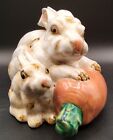 Large Vintage Art Pottery Ceramic Rabbit & Baby Bunny with Carrot Figurine