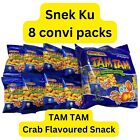 Halal Snekku TAM TAM - 8 x 25 g Convi  Packs Crab Flavoured Snack From Malaysia