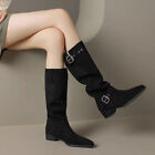 Ladies Knee High Tall Boot Casual Buckle Strap Womens Winter Shoes Riding Boots