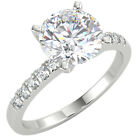 1.51 Ct Round Cut VS1/D Solitaire Pave Diamond Engagement Ring 14K White Gold