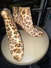Adrienne Vittadini Sarah Wedge Calf Hair Leopard Ankle Boots Size 7.5 (SEE PICS)