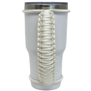 30/32/40oz Long Stretchable Paracord Tumbler Handle Solid White, Fits Epoxy Cups