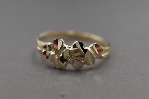 10K Solid Yellow Gold 7MM Diamond Cut Shine Nugget Band Ring. Size 5.5
