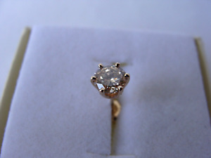 14k Solid Yellow Gold .66 Carat Solitaire Diamond Single Stud Earring .6 Grams