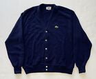 Vintage Izod Lacoste Cardigan Sweater Mens Large Blue 80s 90s Lightweight Logo