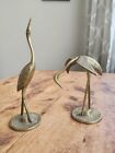 Leonard Solid Brass Birds Crane Egret Heron Statues 7 1/2