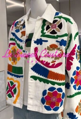 ZARA MAN NWT FW23 EMBROIDERED JACKET ECRU MULTICOLOURED ALL COLORS 0881/455