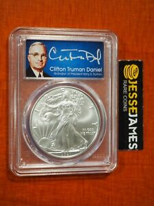 2021 SILVER EAGLE PCGS MS70 CLIFTON TRUMAN DANIEL SIGNED FIRST DAY OF ISSUE T1