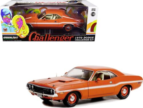 1970 Dodge Challenger R/T Go Mango Orange With White Stripes 1/18 Diecast Model