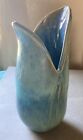 Art Nouveau Style 9.5” Glazed Pottery Vase Signed Schreiner Lovely Blue Wash