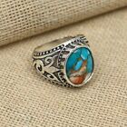Oyster Turquoise Gemstone Men's Ring 925 Sterling Silver Boho Ring All Size R222