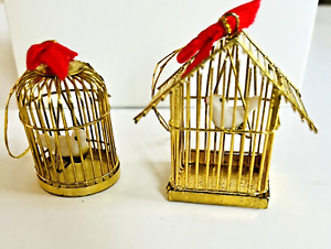 Vintage Miniature Brass Bird Cage Ornaments