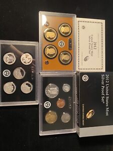 2012 US Mint Silver Proof Set 3 Piece Set 90% Uncirculated W/ Box And Coa