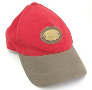 Coca Cola Hat Red and Brown w Oval Medallion Adjustable Wool Blend