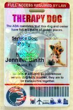 HOLOGRAPHIC THERAPY SUPPORT DOG ID CARD FOR SERVICE DOG ADA RATED 0THR