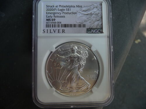 2020 (p) silver American eagle NGC MS 69 Struck at Philadelphia mint **