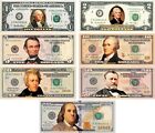 * Set of all 7 * COLORIZED 2-SIDED U.S. Bills Currency $1/$2/$5/$10/$20/$50/$100