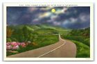 Postcard Scenic Highway by Moonlight in the Heart of the Mountains linen W48