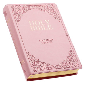KJV Holy Bible King James Giant Print Full Size Faux Leather Red Letter Pink