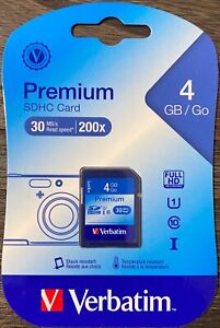 Verbatim 96171 Premium SDHC Card 4GB UHS-I U1 Class 10 Shock Resistant - Blue