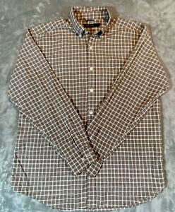 Nautica | Men’s Brown Plaid LS Button Down Shirt | Size Large
