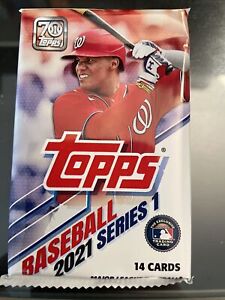 2021 TOPPS SERIES 1 BASEBALL PACK, 14 CARDS, POSSIBLE REDEMPTION CARD