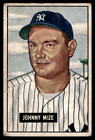 1951 Bowman #50 Johnny Mize New York Yankees Low Grade crease NO RESERVE!