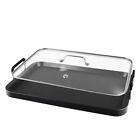 2 Burner Griddle Pan with Glass LidStove Top Flat Griddle for Glass Stove Top...