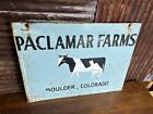 DAIRY COW BOULDER COLORADO FARM SIGN DOUBLE SIDED METAL SIGN 1950s 24x18