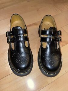 Dr Martens 12916 Mary Jane Black Leather Shoes w/Double Buckle Women’s Size 6