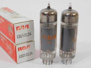 RCA EL84 6BQ5 Vintage NOS Smoked Glass Disc Getter Tubes (tightly matched pair)