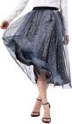 S・DEER Tulle Skirt for Women Midi Sequin Long Flowy Skirt Knee Length Elastic Hi