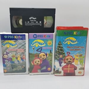 (4) PBS Kids Teletubbies VHS Tapes Lot Merry Christmas Teletubbies, Big Hug....