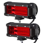 2 Pcs 5 Inch 72W Red LED Work Light Bar Off Road Flood Lights Waterproof Driving