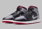 New Nike Air Jordan 1 Mid Shoes Black Cement Grey Red White DQ8426-006 Size 12